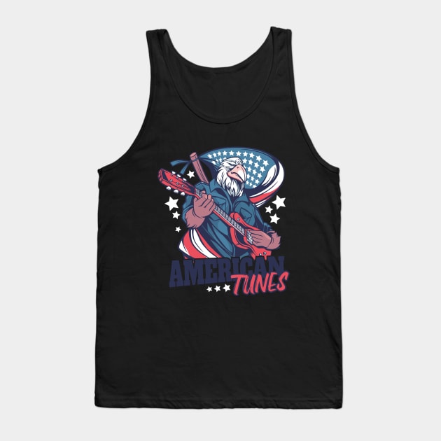 American Tunes Bald Eagle with guitar funny Tank Top by Emart